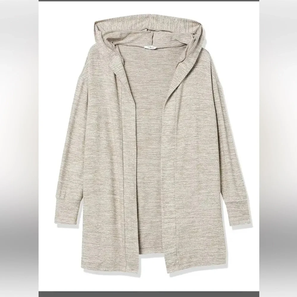 Daily Ritual Women's Cozy Knit Long-Sleeve Hooded Open Cardigan Size Small